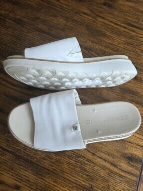 Cole Haan Zero Grand White Leather Slide Sandals for Women